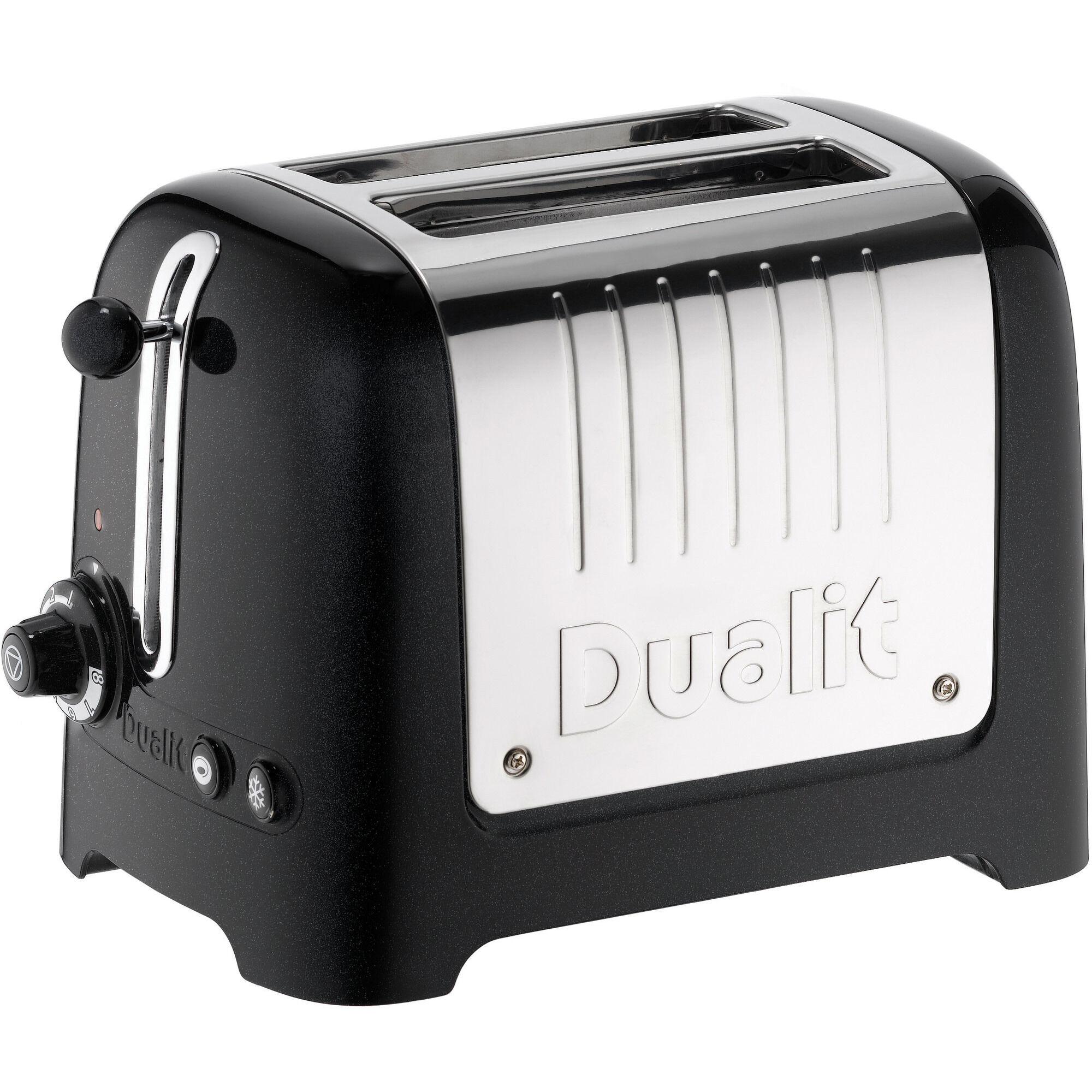 Blank svart Dualit Lite brødrister med to brede spor