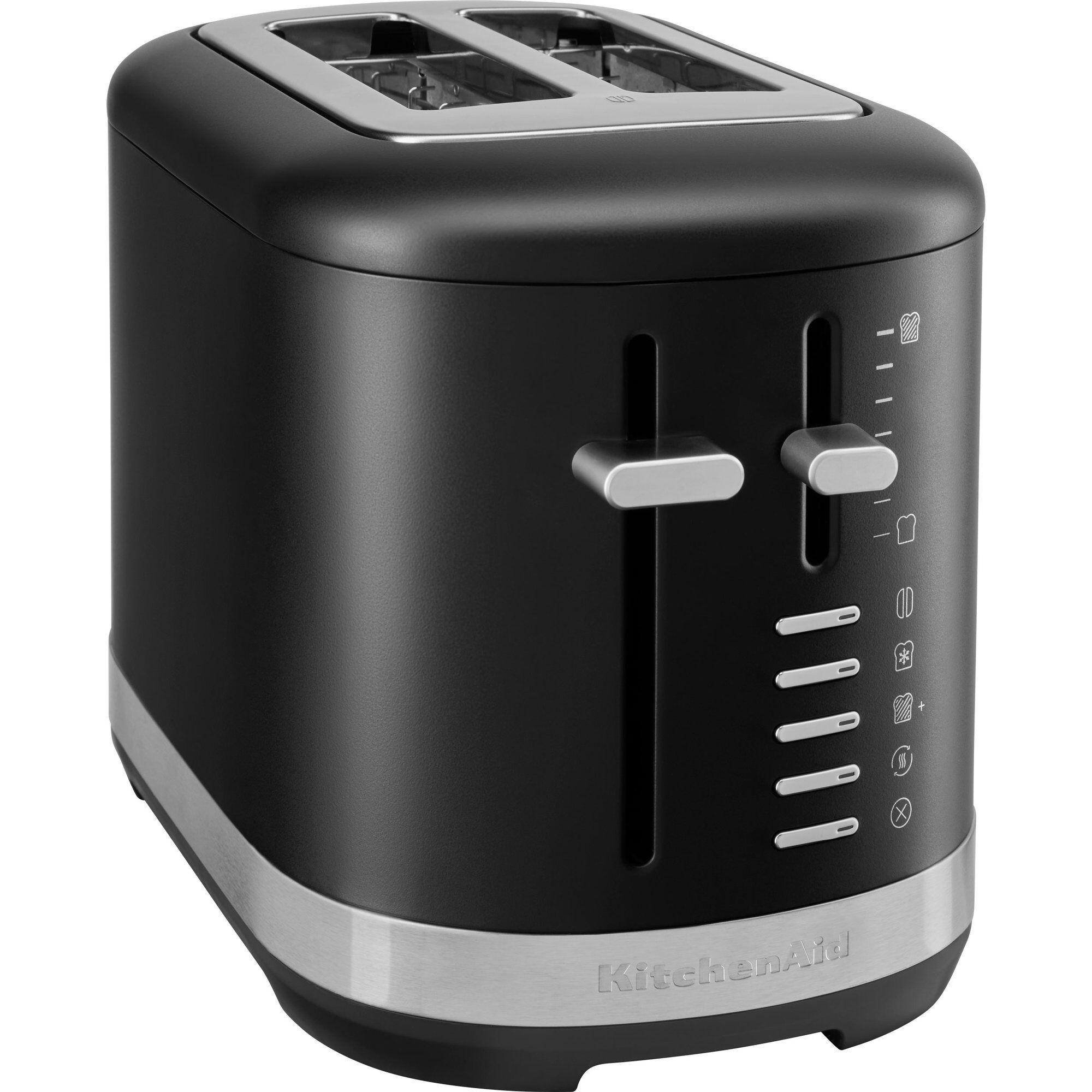 Mattsvart KitchenAid 5KMT2109 brødrister med to fire centimeter brede åpninger