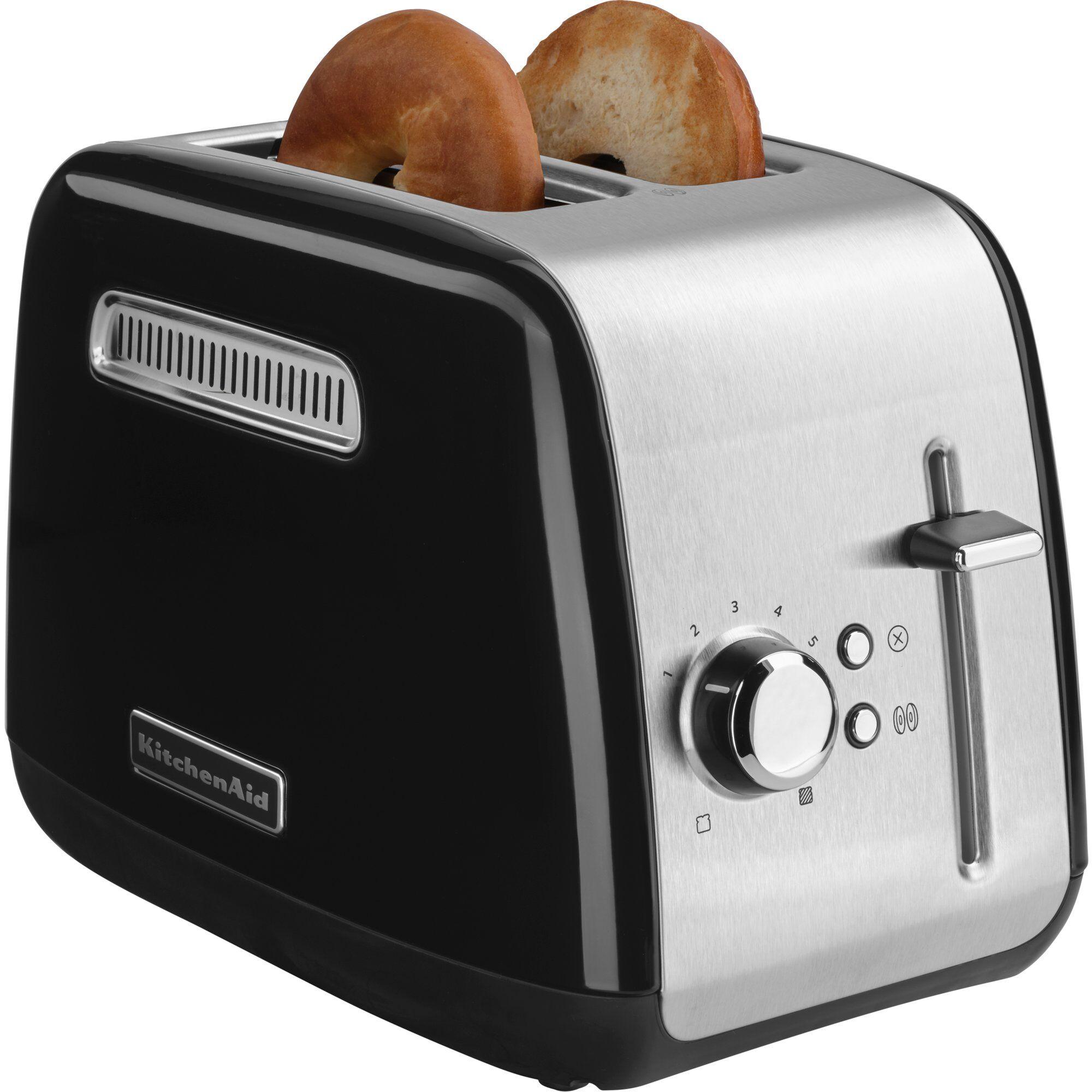 Svart KitchenAid 5KMT2115 brødrister med to ekstra brede åpninger