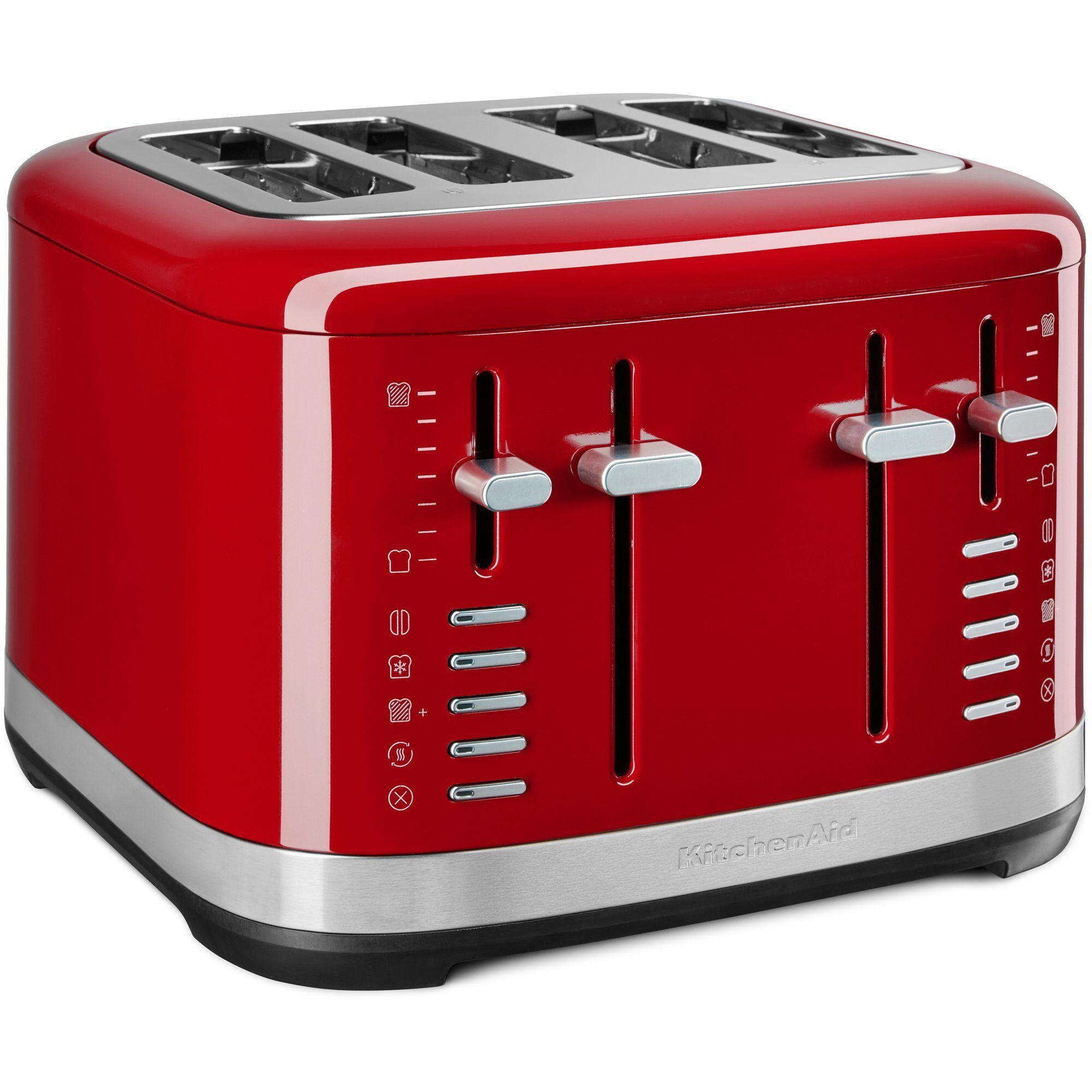 Rød KitchenAid 5KMT4109 brødrister med fire separate åpninger