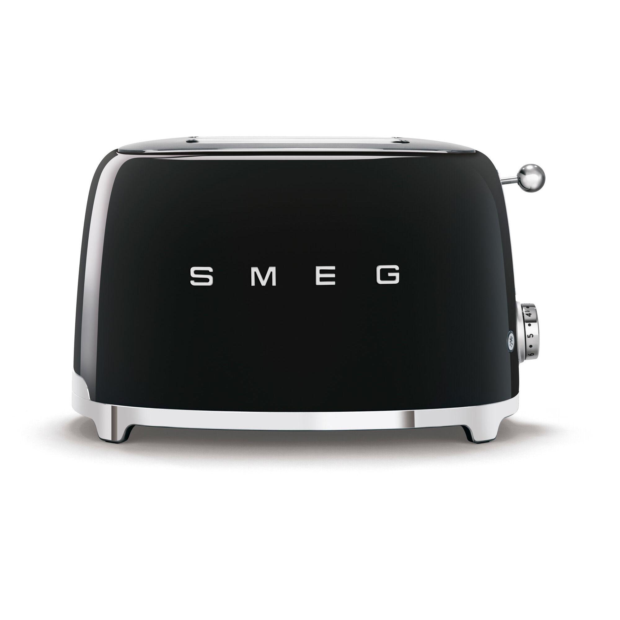 Svart Smeg TSF01 brødrister med to brede risteåpninger
