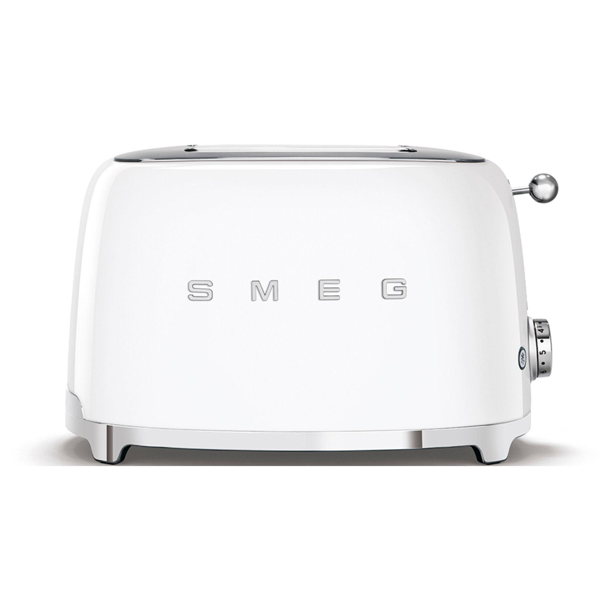 Hvit Smeg TSF01 brødrister med to brede risteåpninger