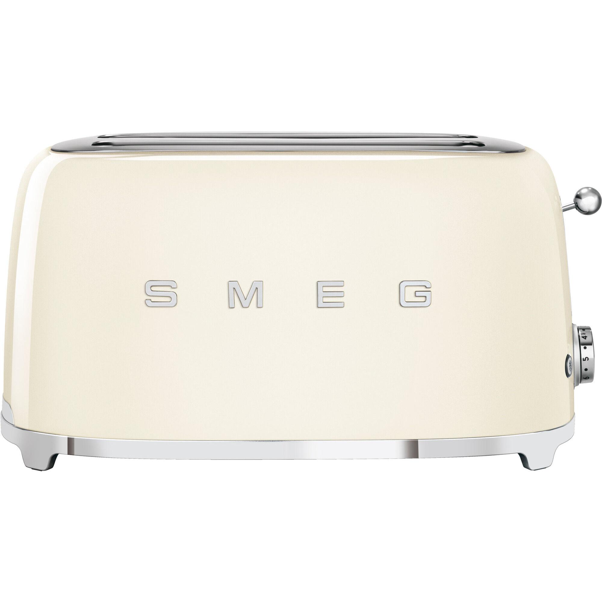 Kremfarget Smeg TSF02 brødrister med to ekstra lange risteåpninger